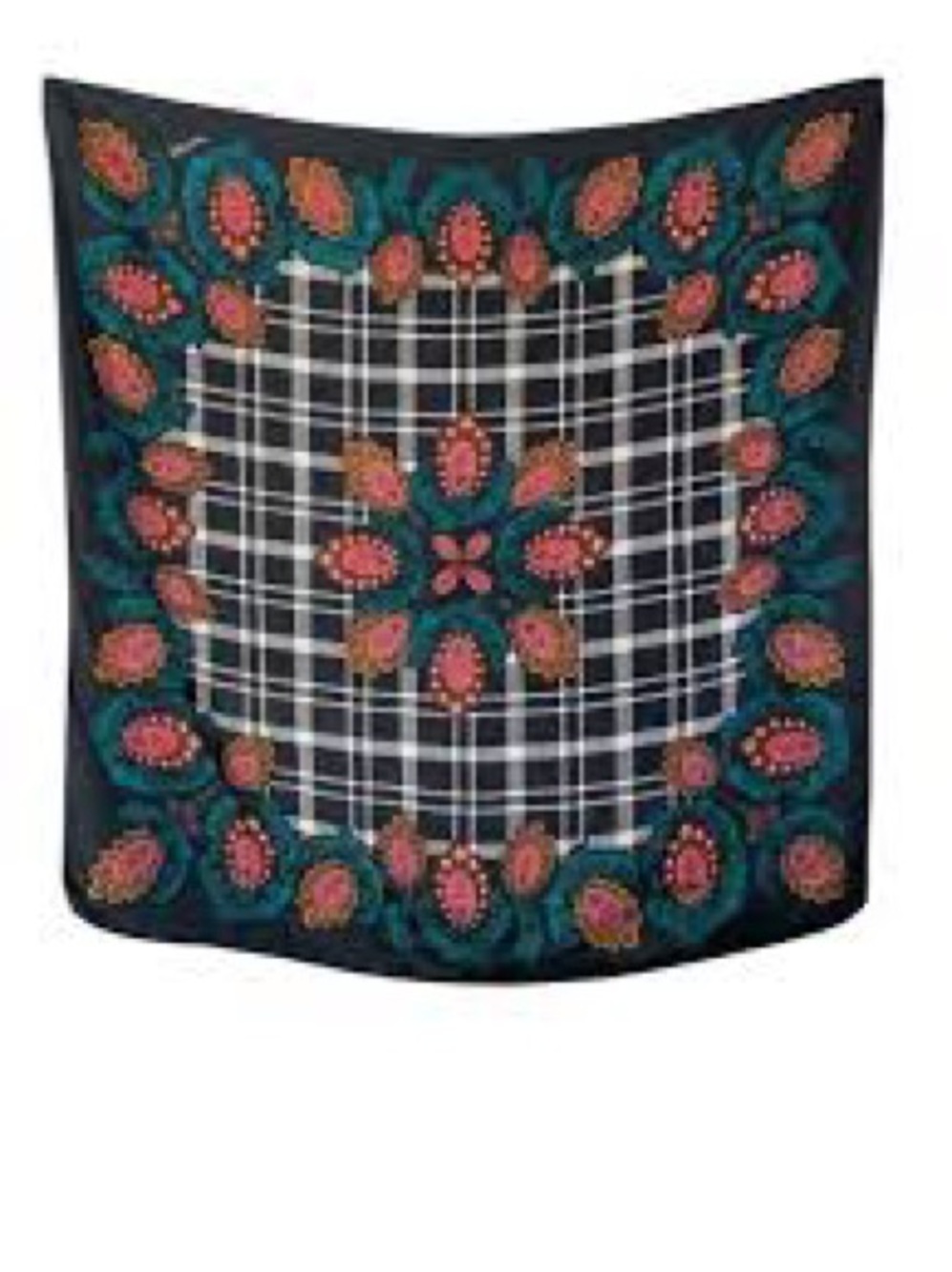 Diane Von Furstenberg Black Paisley Silk Scarf Vintage